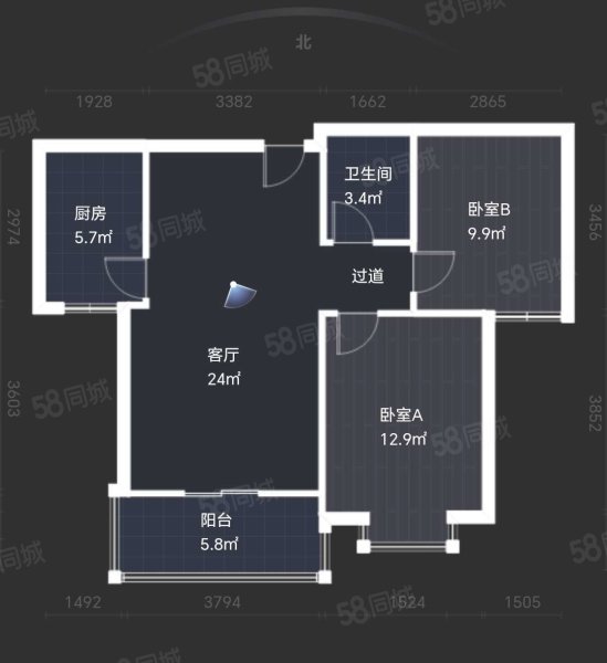 金仕华城2室2厅1卫87.01㎡南105万