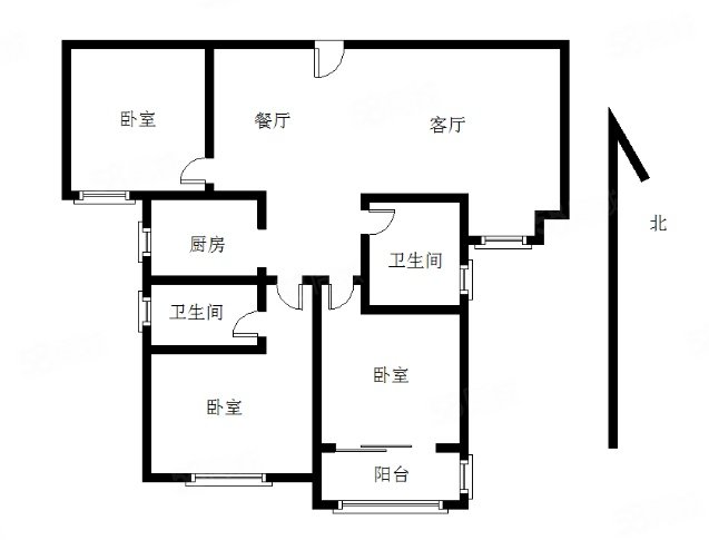 御景花园3室2厅2卫112㎡南北135万