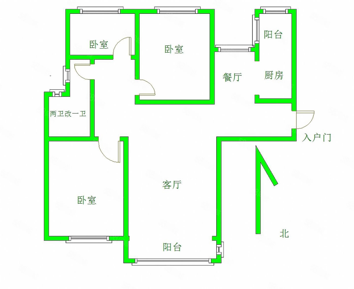 德源新城3室2厅1卫140㎡南北113万