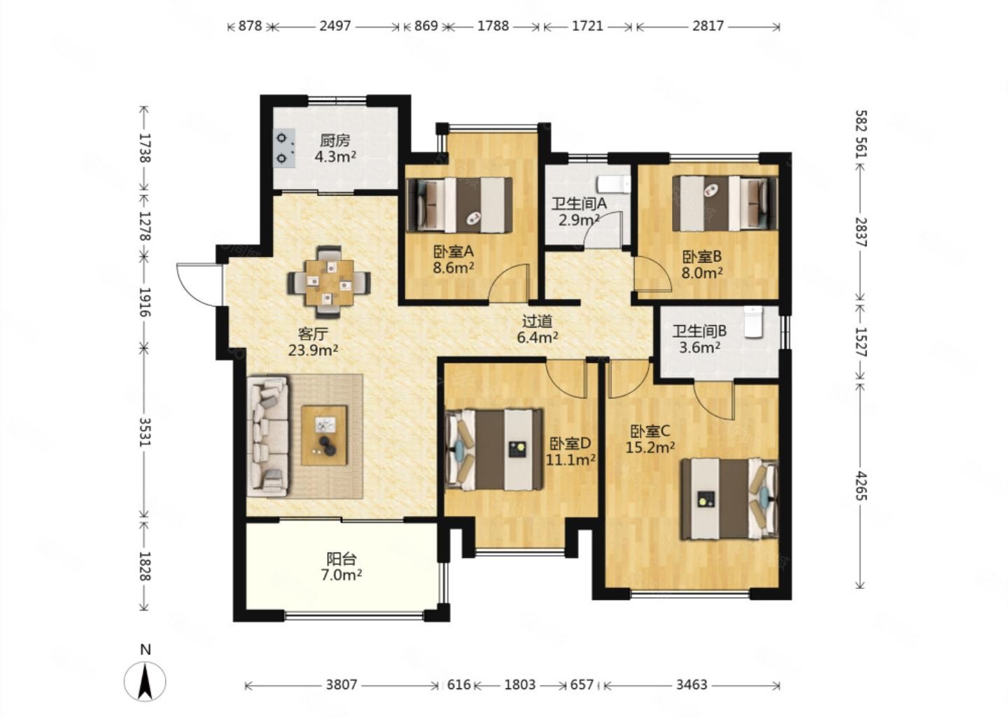 【10图】麒麟科创园 中海正南 4室2厅 精装修,熙悦(一期)-南京58同城