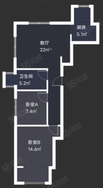 颐和山水2室1厅1卫73.16㎡南北98.5万