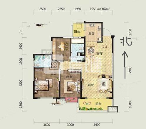 富兴御城3室2厅2卫122㎡南北88.6万