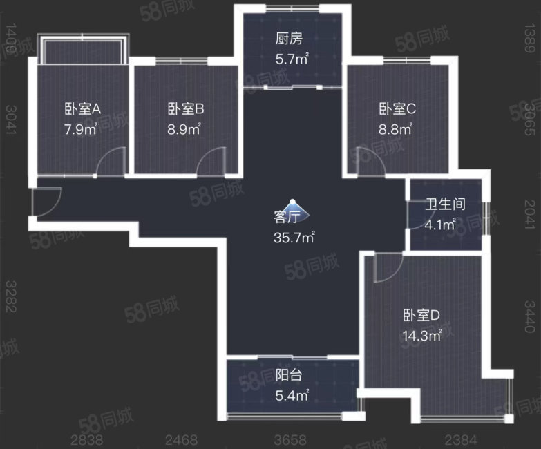 润地星城4室2厅1卫106.71㎡南105万