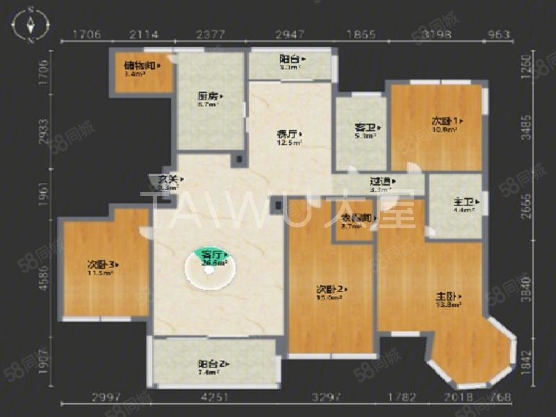 当代清水园4室2厅2卫166.89㎡南北2030万