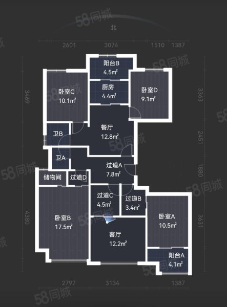 风格首岸4室2厅2卫125㎡南北350万