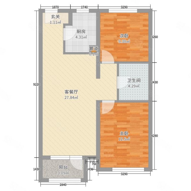 天汇嘉园2室2厅1卫89.16㎡南北165.8万