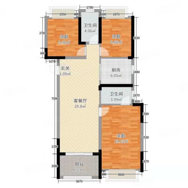 北辰花园3室2厅1卫111㎡南北31万