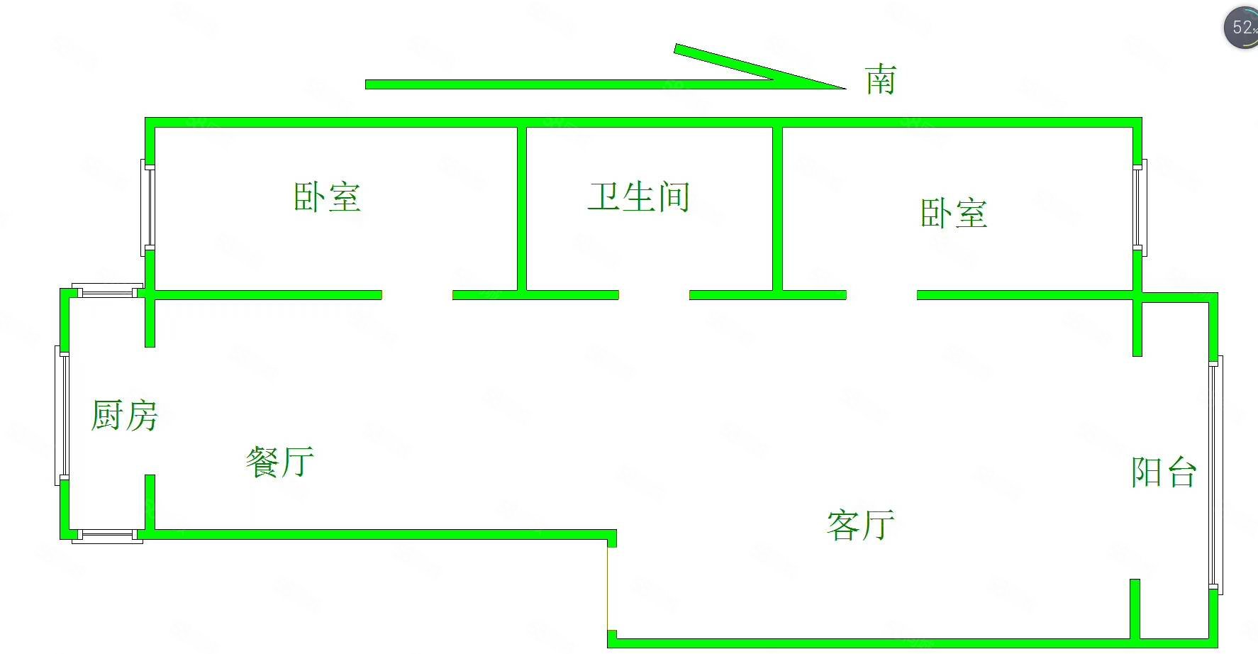 鹏程花园2室2厅1卫104㎡南北39.8万