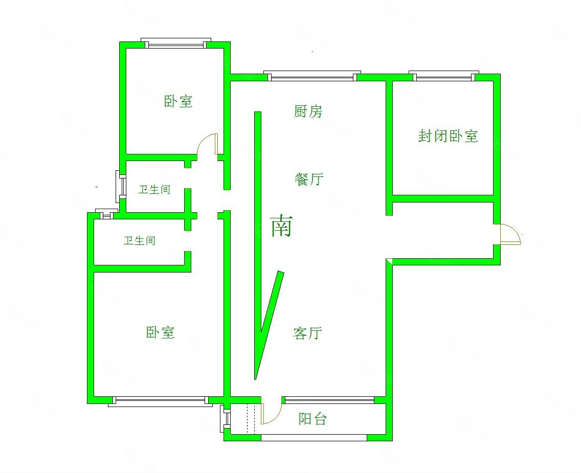 中海河山郡3室2厅2卫119㎡南北93万