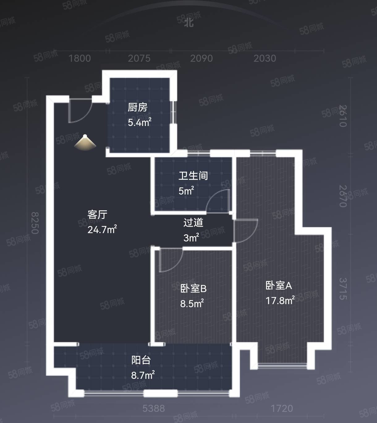 居然悦隽大都会3室2厅1卫98㎡南北55万