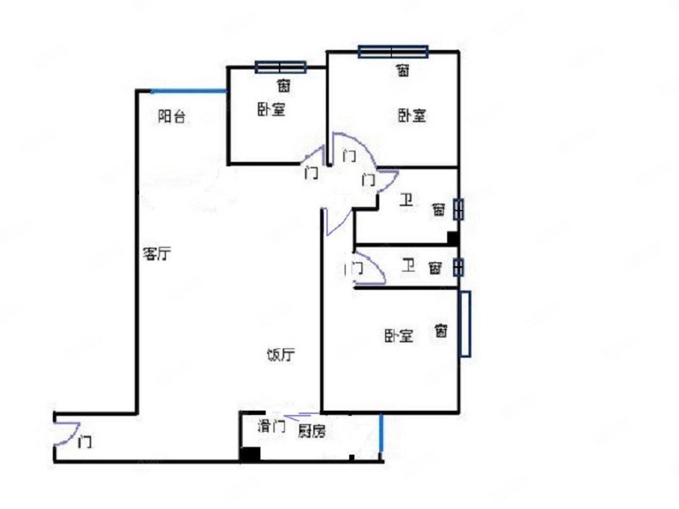 龙湖佰乐街3室2厅2卫89㎡南北115万