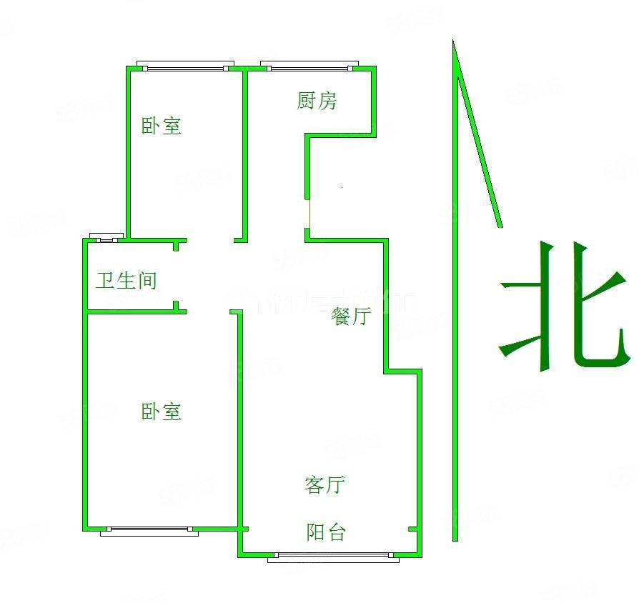 尚城家园2室1厅1卫91.53㎡南北48.8万