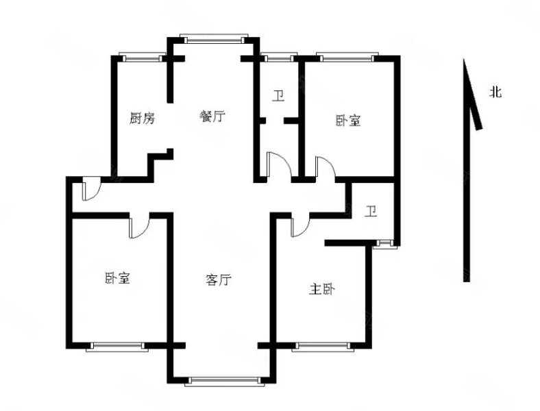 富美公园城一期3室2厅2卫117㎡南北68万