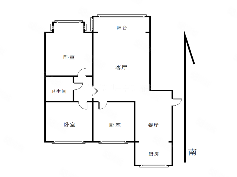 新西蓝小区3室1厅1卫110㎡南北77万