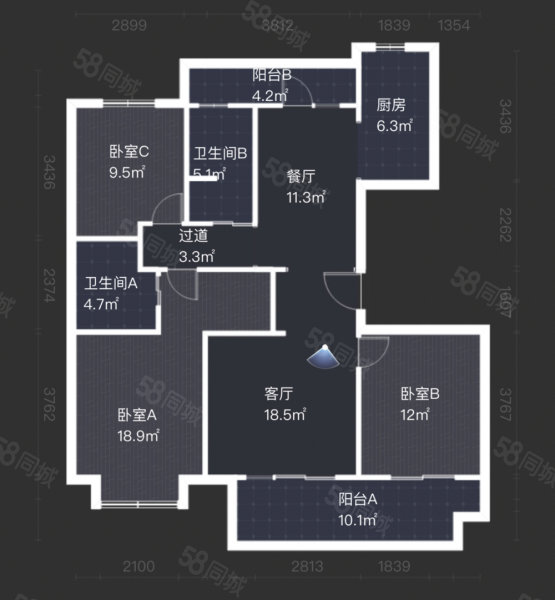 星河城3室2厅2卫125㎡南北103万