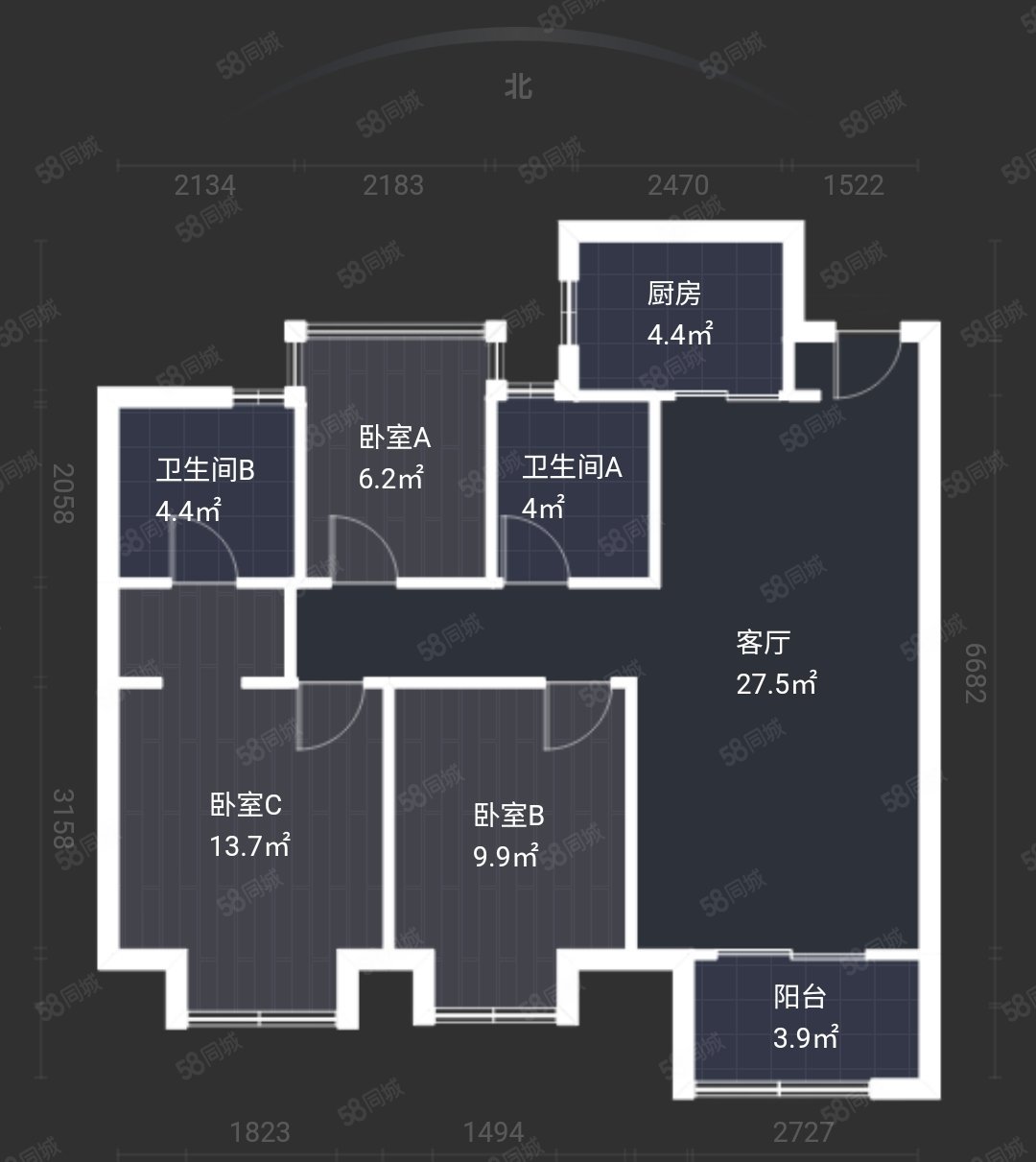 阳光城悦澜府3室2厅2卫96.83㎡南北229万