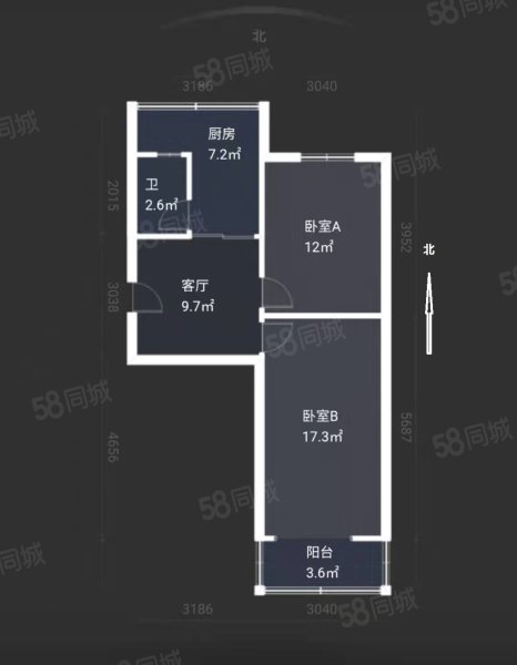 河北二建生活区2室1厅1卫66㎡南53万