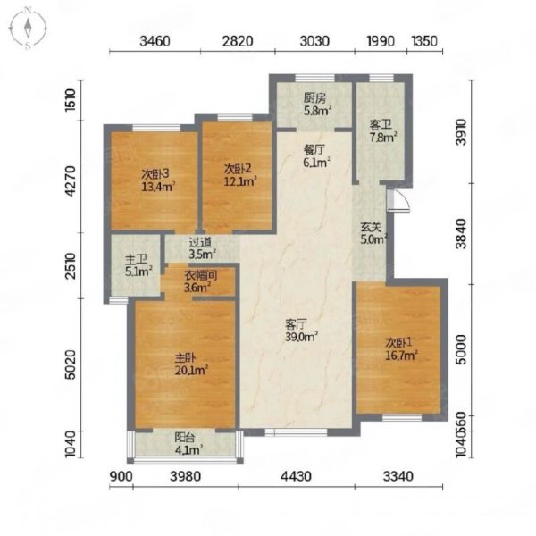 明瑞园4室2厅2卫158㎡南北145万