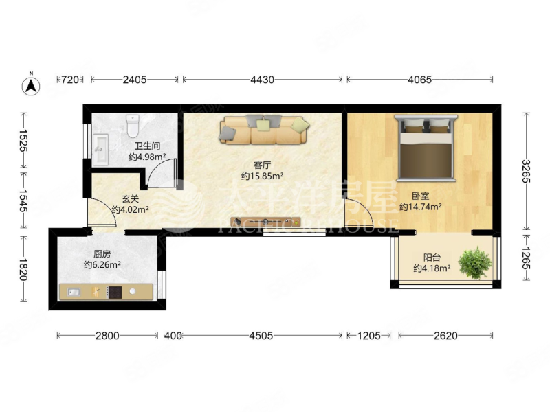 昌里花园1室1厅1卫67.78㎡南420万