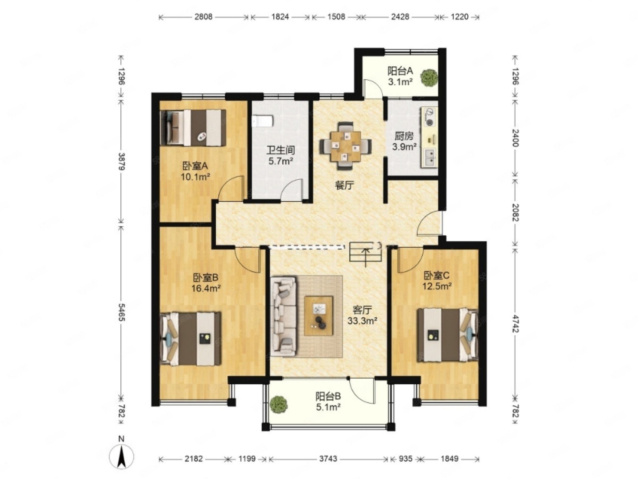 新上天泰城奥园精装套三107平157万元宝户型看房随时价可议