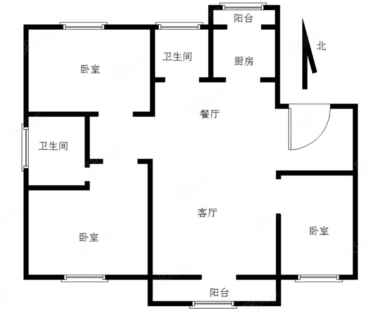 龙逸馨都3室2厅2卫129.1㎡南北95万