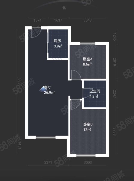 华润置地考拉住区2室2厅1卫80.72㎡南北127万