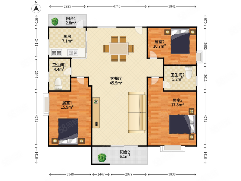 东怡新区东雅园3室2厅2卫131㎡南238万