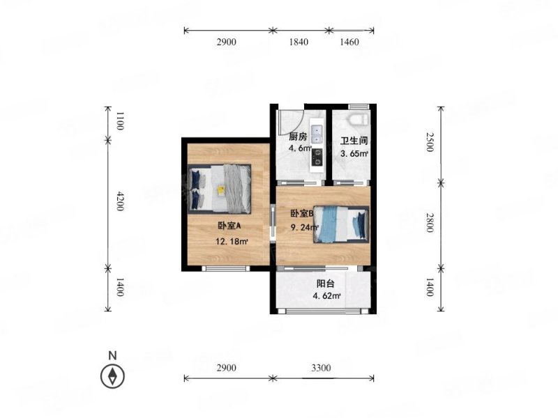 翠苑一区2室0厅1卫41.35㎡南北178万