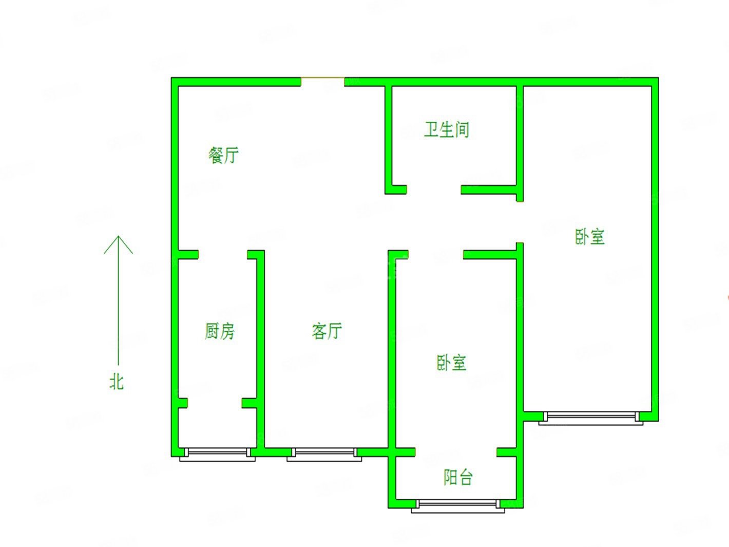 玉龙湾2室2厅1卫103.92㎡南96.8万