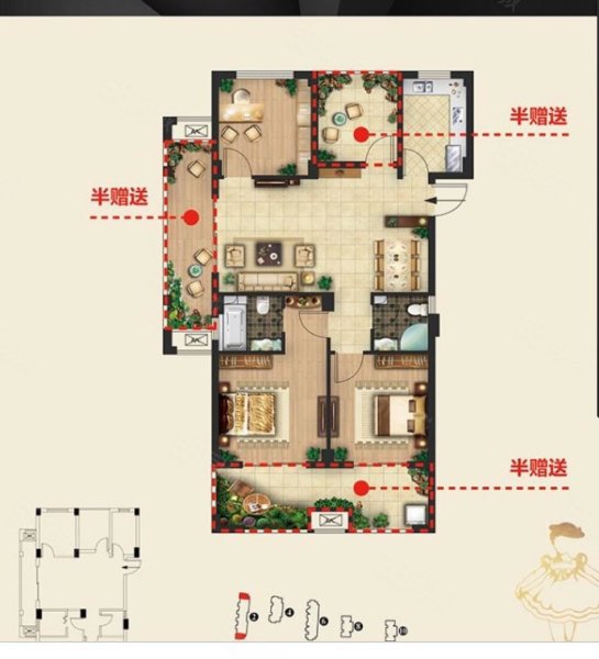 浩创城天雅居3室2厅2卫106㎡南北62万