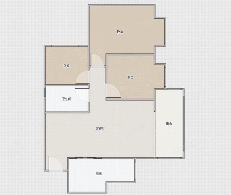 北新国际3室2厅1卫87.68㎡东108万