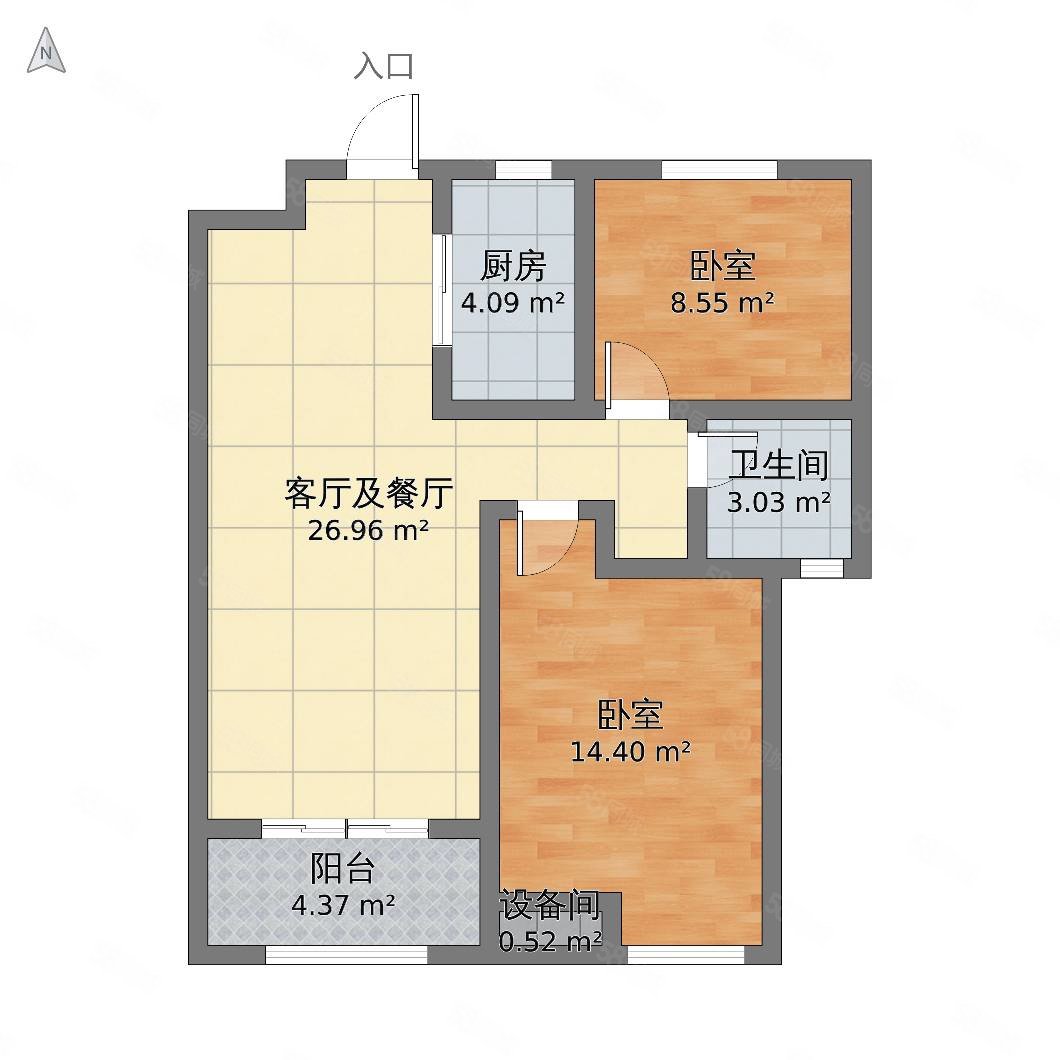 丽月湖岸东区2室2厅1卫89㎡南北88万