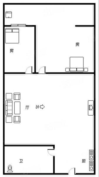 罗宾森璀璨新城(二期)1室1厅1卫48.59㎡南北258万