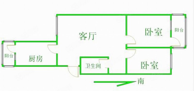 西潞东里小区(南区)2室1厅1卫77.72㎡南北205万