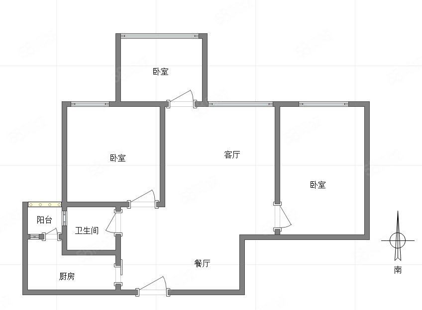 双山世家3室2厅1卫75.85㎡南北73万