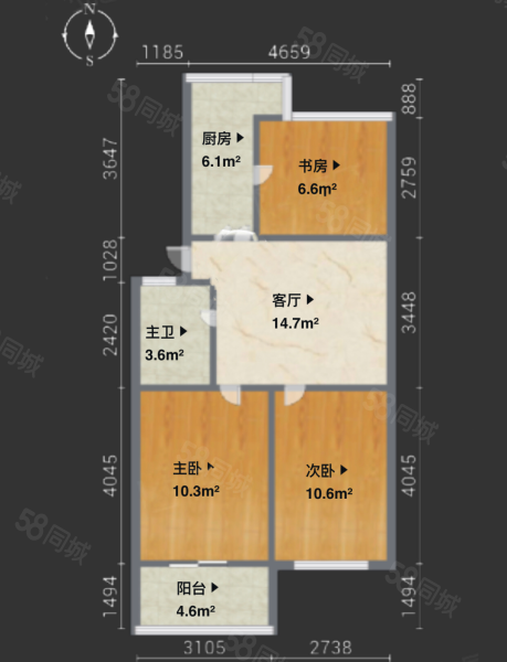 安徽日报合肥学院金寨路宿舍3室1厅1卫61㎡南北258万