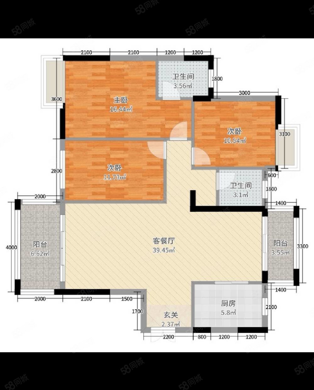 珠江愉景南苑3室2厅2卫128㎡南北76.8万