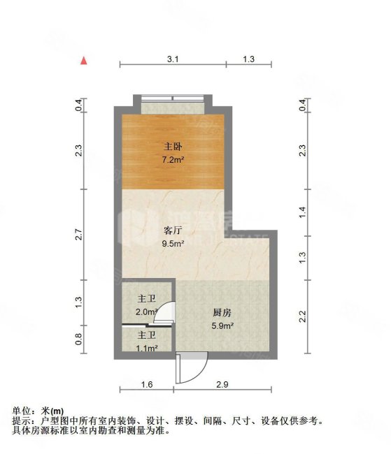 红谷凯旋1室1厅1卫36㎡南北48万