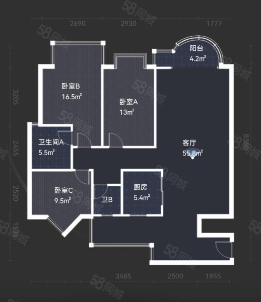 盛世花城3室2厅2卫133.85㎡南北248万