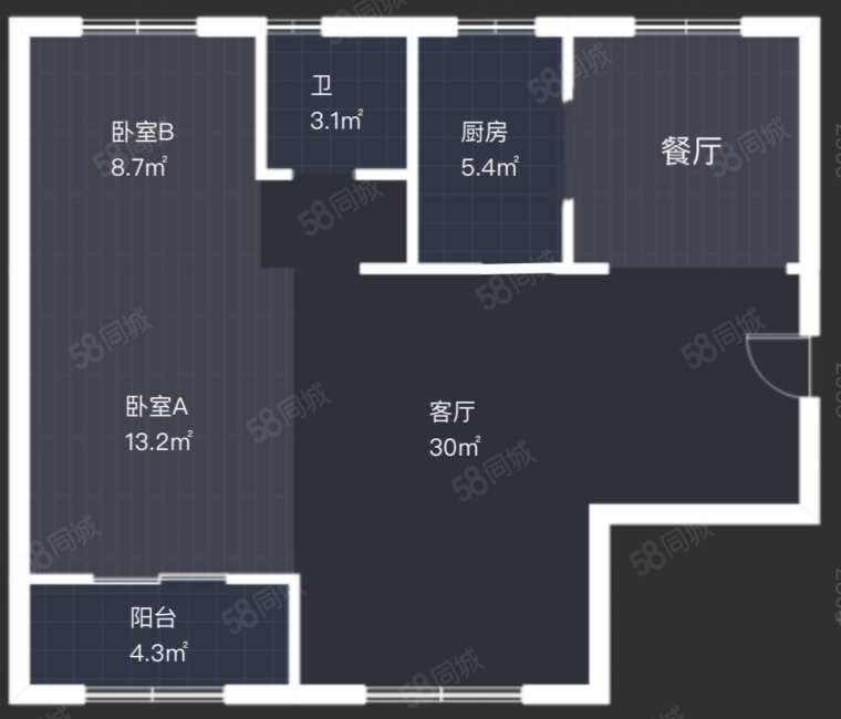 太河公寓(二期)2室2厅1卫98㎡南170万