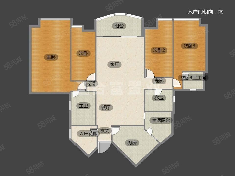 骏威锦东花园b区4室2厅3卫222.51㎡北575万