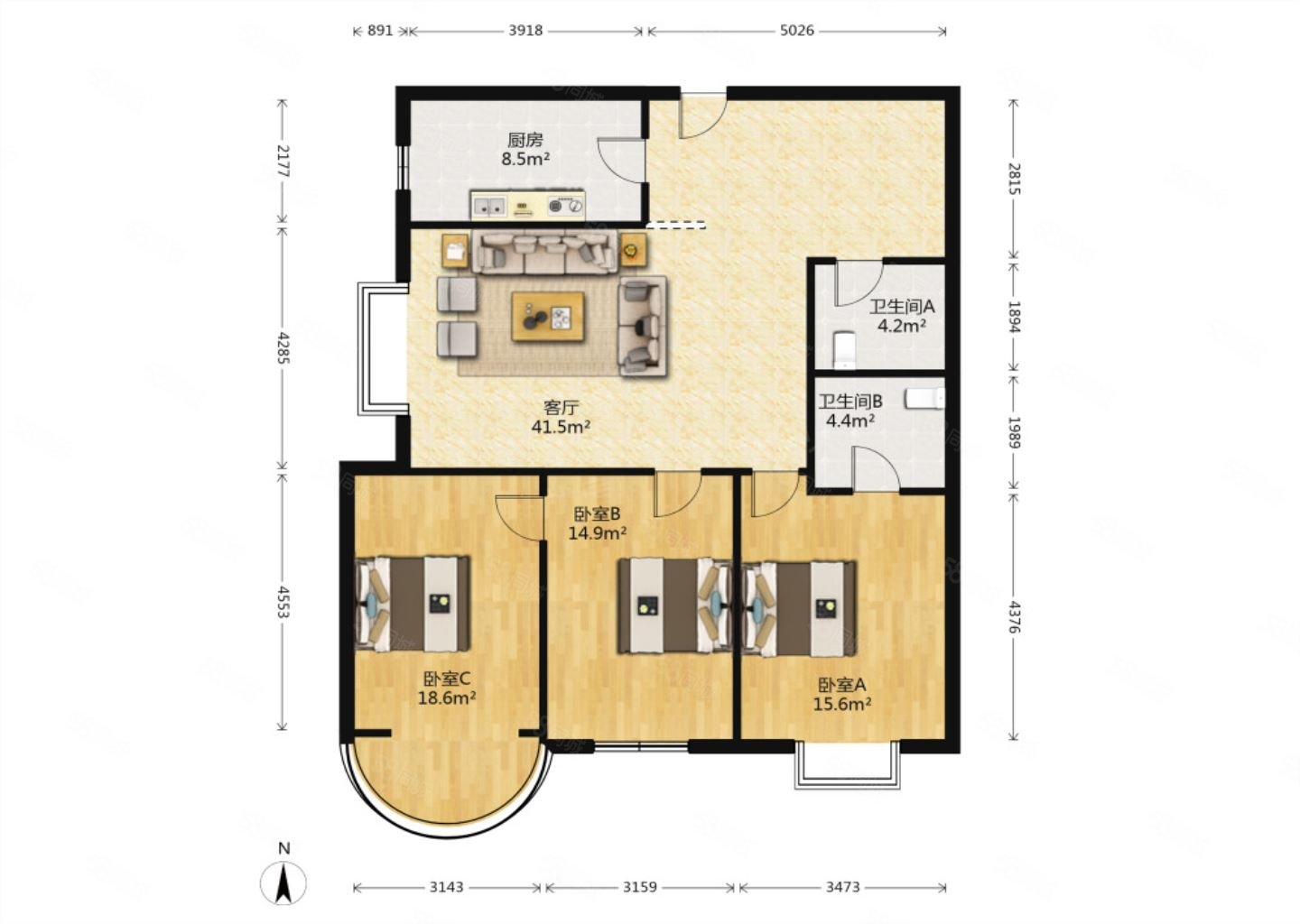 太师三附小 临汾河公园 滨东花园大三居 观景,滨东花园-太原58同城
