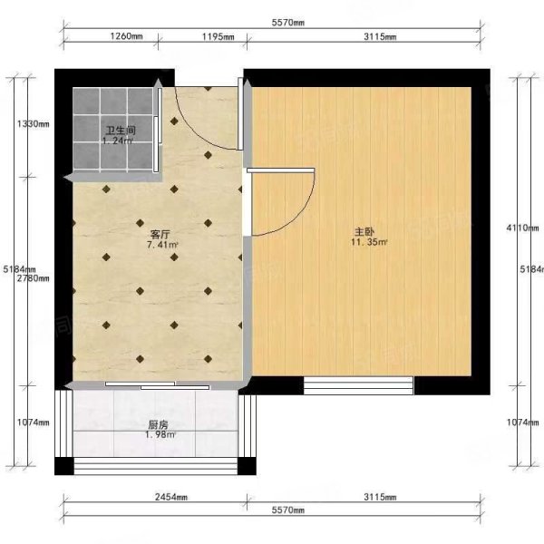 运河社区(东南区)1室1厅1卫36.69㎡东37万