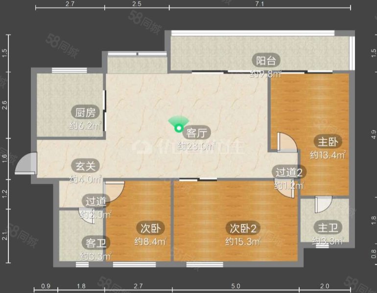 万科翡翠公园(C区)3室2厅2卫116㎡南北116万