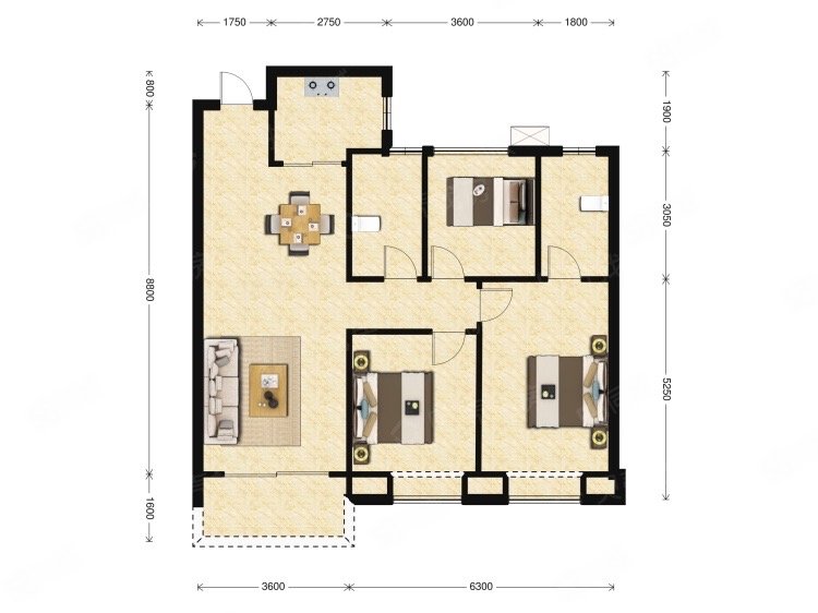 众安香树湾3室2厅2卫115㎡南188万