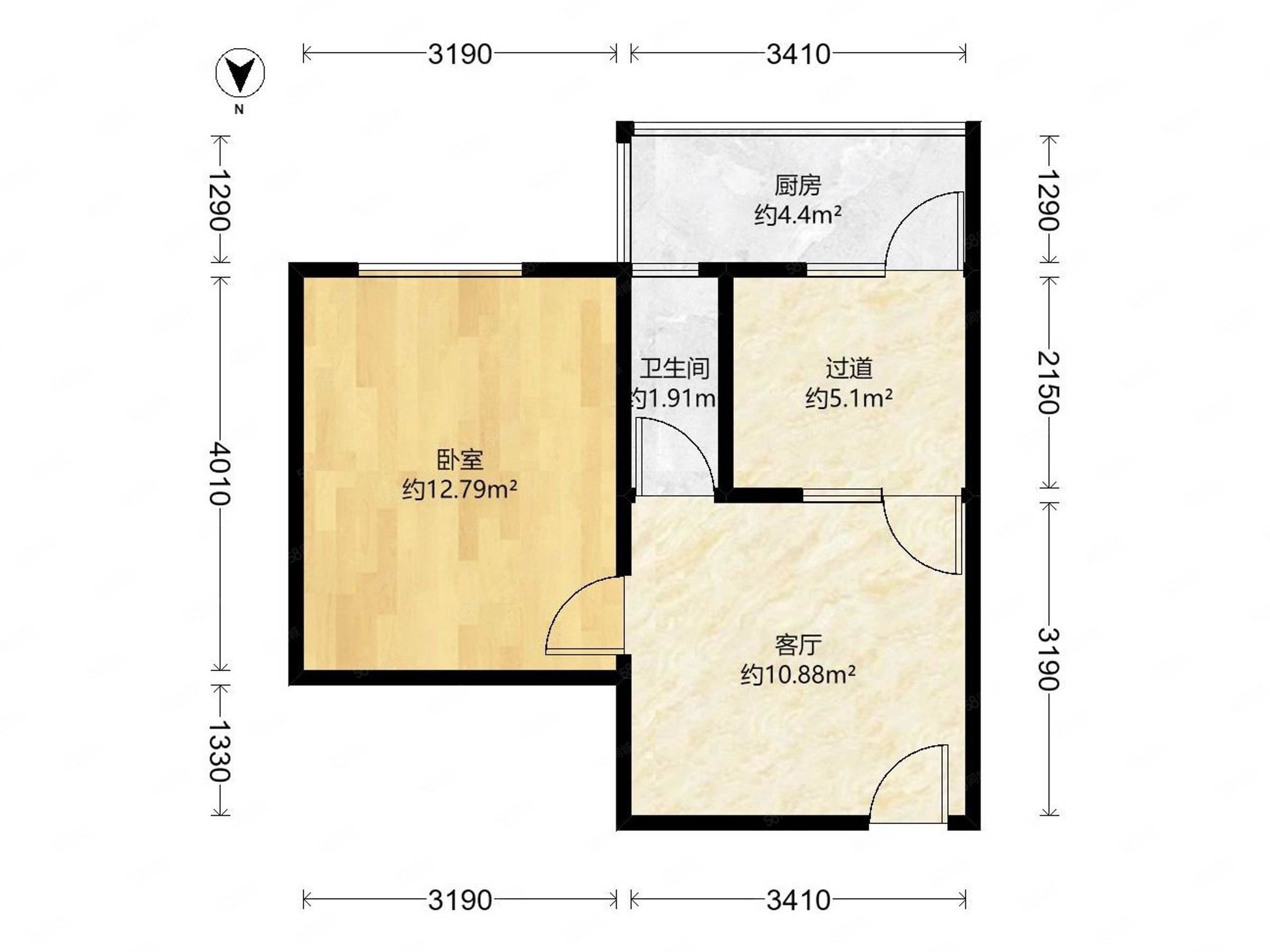 一印宿舍(谈南路)1室1厅1卫45.18㎡南39万