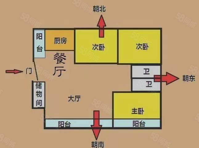 十字社区3室2厅2卫80㎡南北48万