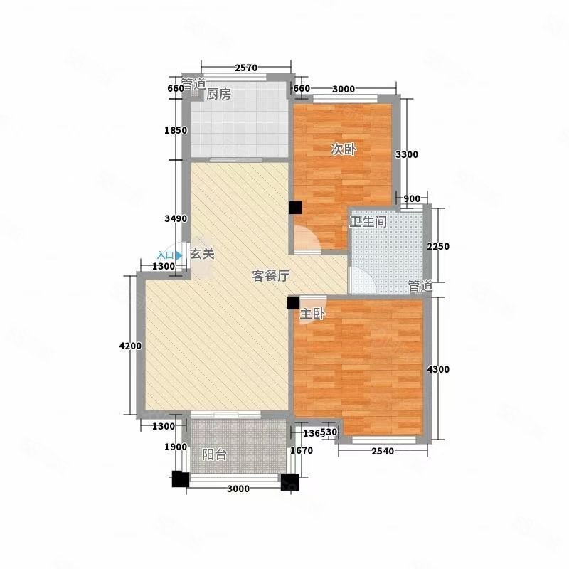 宝源新城2室2厅2卫96㎡南北24万