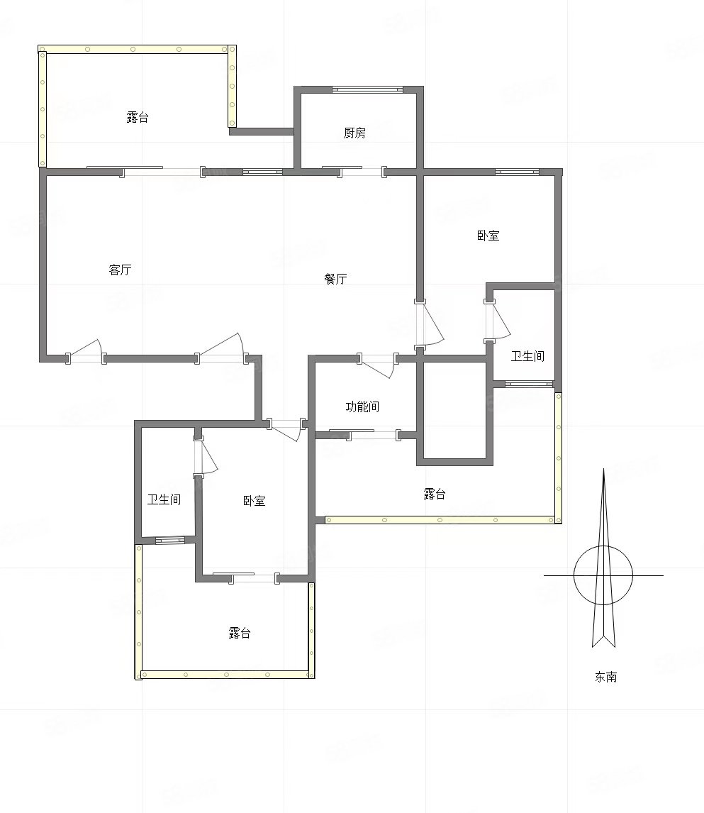 世茂璀璨天城晏旸2室2厅2卫117㎡南180万