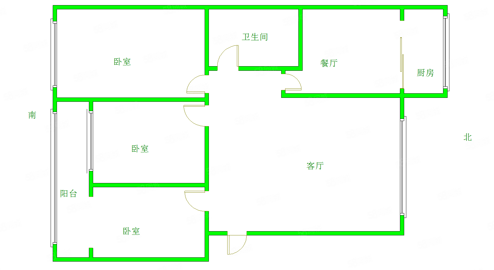 电培小区3室2厅1卫106.6㎡南北63万